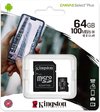 Carte microSD Kingston Canvas Select Plus 10 UHS-I - 64 Go - avec adaptateur SD