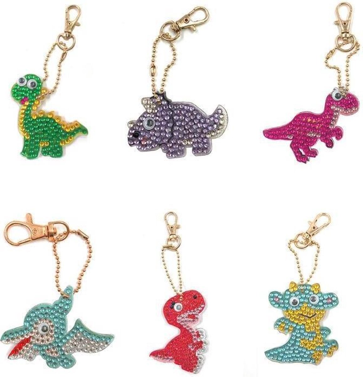Diamond Painting Sleutelhanger Set - Compleet Pakket voor Diamond Painting Kinderen en Volwassenen - DIY Dino Thema - Huntex