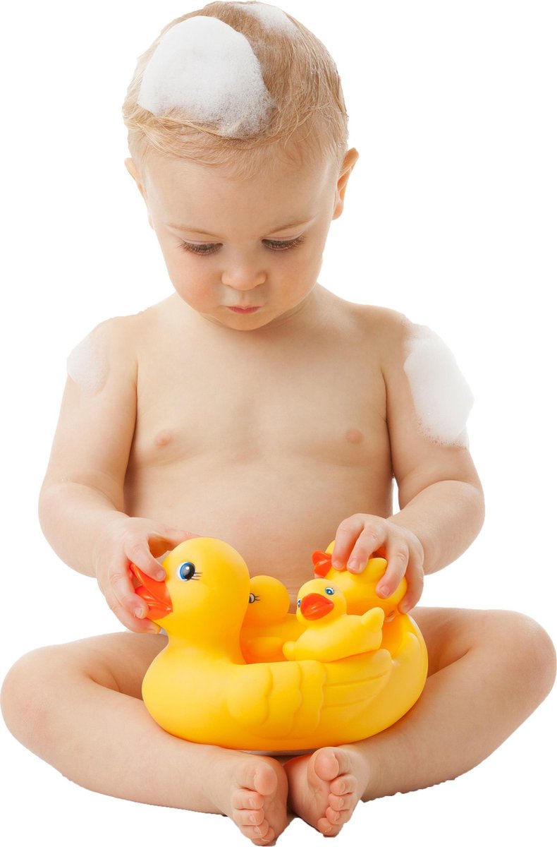 Playgro Badeendjes Familie – badeend - badeendjes - Volledig Afgesloten - Schimmelvrij - waterspeelgoed baby - Waterspeelgoed Peuters Mama eend en 3 eendjes - BPA vrij — afbeelding 6
