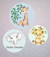 Muur sticker set van 3 stuks - safari - decoratie slaapkamer - baby kamer - kinder kamer - thema safari - muursticker slaapkamer