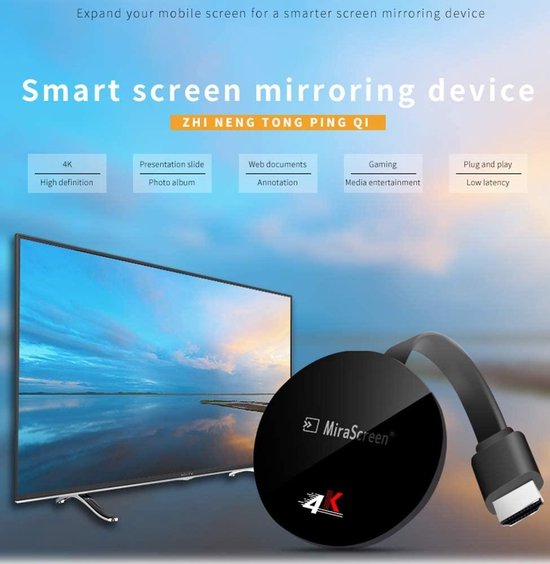 Viatel Ultra 4K Screen mirror Plus Miracast Dongle for TV 4K Wireless HDMI Display Adapter Streaming Smartphone/Tablet/PC to TV/Projector/Car Display via Airplay Miracast DLNA