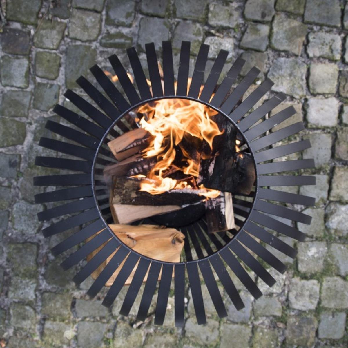 Esschert Design Boule de feu Rayures - Noir