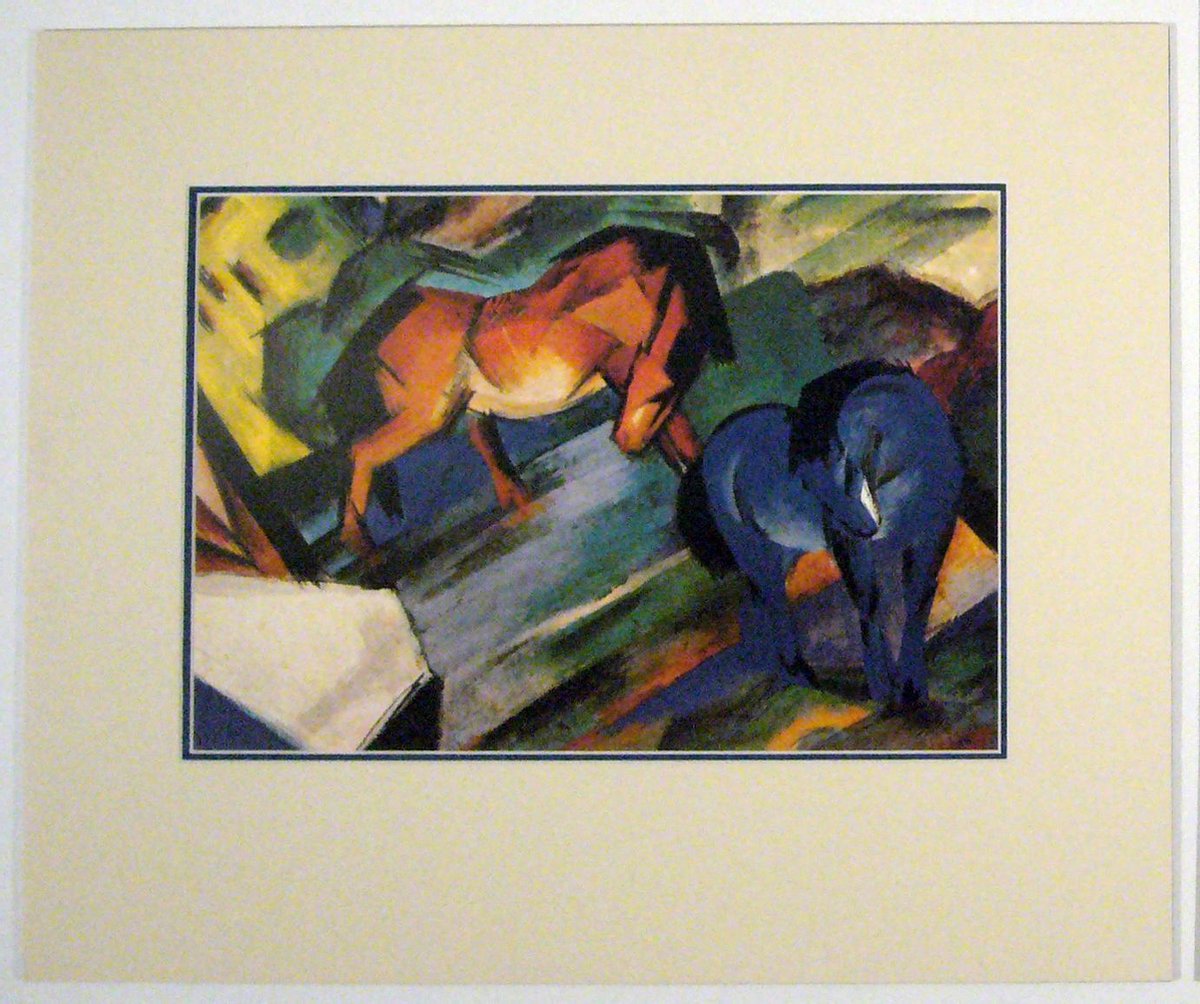 Catch Projecten Poster in dubbel passe-partout - Franz Marc - Rotes und Blaues Pferd - Kunst - 50 x 60 cm Kleur