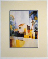 Poster in dubbel passe-partout - August Macke - Weibes Haus / Wit Huis - Kunst  - 50 x 60 cm