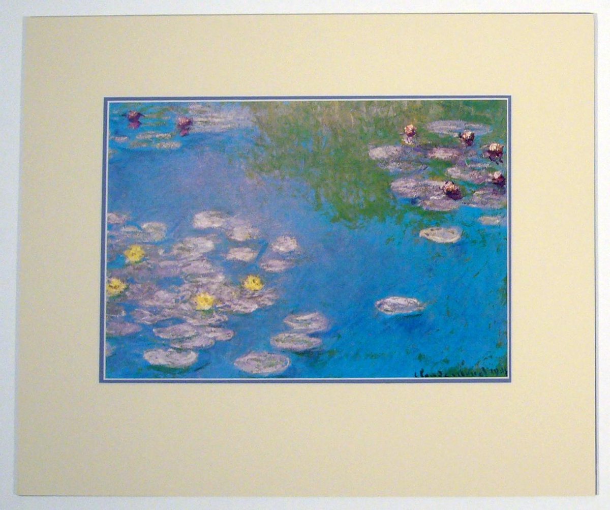 Catch Projecten Poster in dubbel passe-partout - Claude Monet - Nymphaeas - Kunst - 50 x 60 cm Kleur
