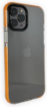iPhone 12 Backcover Bumper Hoesje - Back cover - case - Apple iPhone 12 - Transparant / Oranje