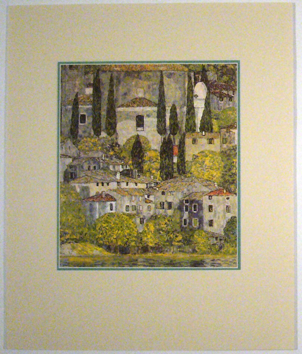 Catch Projecten Poster in dubbel passe-partout - Gustav Klimt - Church at Cassone sul Garda - Kunst - 50 x 60 cm Kleur