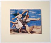Poster in dubbel passe-partout - Pablo Picasso - Two women running on the beach - 50 x 60 cm