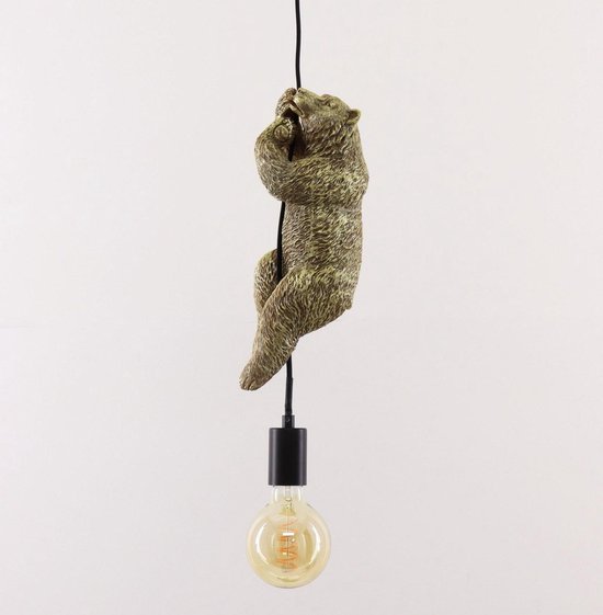Light & Living hanglamp | Beer Bear  Goud Zwart | 35 cm