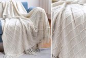 Trendy Plaid met Franjes – 127 x 172 cm – Beige