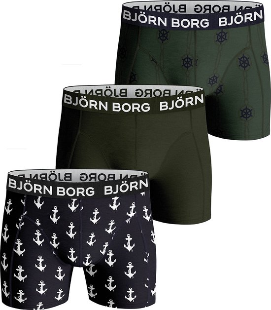 Björn Borg boxershorts Core (3-pack) - blauw en groen met ankers - Maat: S  | bol.com