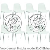 King of Chairs -set van 8- model KoC Elvira wit met verchroomd onderstel. Kantinestoel stapelstoel kuipstoel vergaderstoel tuinstoel kantine stapel stoel kantinestoelen stapelstoel
