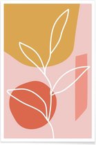 JUNIQE - Poster Grow -13x18 /Geel & Roze