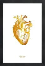 JUNIQE - Poster met houten lijst Human Heart gouden -13x18 /Goud & Wit