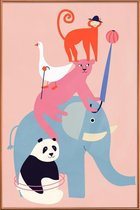 JUNIQE - Poster met kunststof lijst Animal Pyramid -60x90 /Kleurrijk