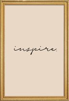 JUNIQE - Poster met houten lijst Inspire - typografie -60x90 /Grijs