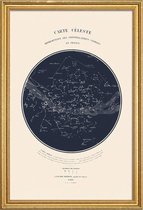 JUNIQE - Poster met houten lijst Carte du Ciel -40x60 /Blauw