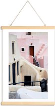 JUNIQE - Posterhanger Roze Santorini, Griekenland -60x90 /Roze