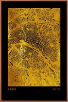 JUNIQE - Poster met kunststof lijst Paris kaart gouden -13x18 /Goud &