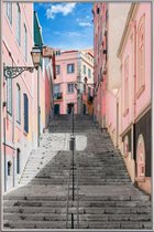 JUNIQE - Poster met kunststof lijst Pink Stairway -20x30 /Roze