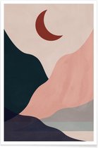 JUNIQE - Poster Hillscape -40x60 /Grijs & Rood