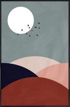 JUNIQE - Poster met kunststof lijst Hillscape II -13x18 /Grijs & Rood