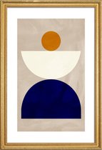 JUNIQE - Poster met houten lijst Elevation -60x90 /Blauw & Ivoor