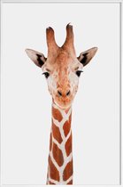 JUNIQE - Poster met kunststof lijst Giraffe -13x18 /Bruin & Wit