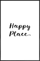 JUNIQE - Poster in kunststof lijst Happy -40x60 /Wit & Zwart