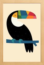 JUNIQE - Poster in houten lijst Rainbow Toucan -30x45 /Kleurrijk