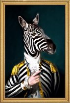 JUNIQE - Poster in houten lijst Mister Stripe - Aristocratic Zebra