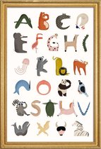 JUNIQE - Poster met houten lijst Animal Alphabet -13x18 /Kleurrijk