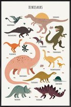 JUNIQE - Poster met kunststof lijst Dinosaur Friends -13x18 /Kleurrijk