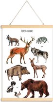 JUNIQE - Posterhanger Forest Animals -40x60 /Bruin & Grijs