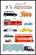 JUNIQE - Poster in kunststof lijst Cars and Lorries -20x30 /Kleurrijk