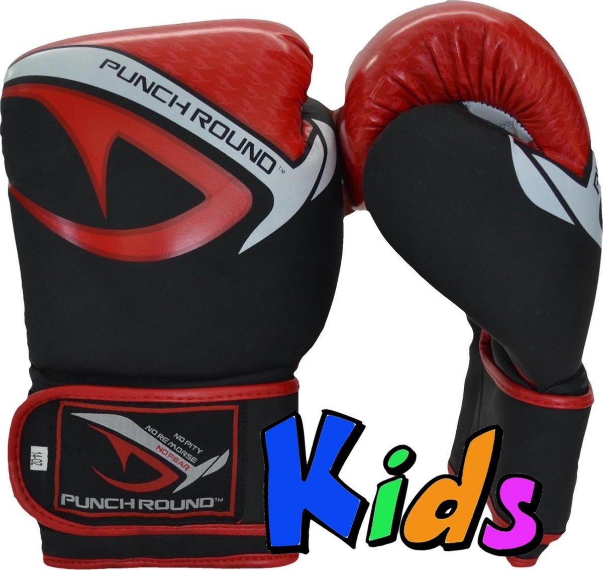 Punch Round No-Fear Bokshandschoenen Kids Zwart Rood