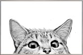 JUNIQE - Poster met kunststof lijst  Wit|Kat – Zwart  -20x30 /Grijs &