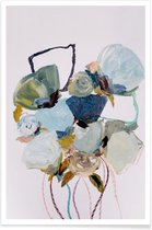 JUNIQE - Poster Bloom 0831 -40x60 /Blauw & Grijs