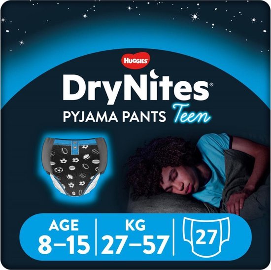 DryNites luierbroekjes - jongens - 8 tot 15 jaar (27 - 57 kg) - 27 stuks - voordeelverpakking