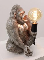 Light & Living tafellamp | Elton the Gorilla | Zilver Platina Zwart | 38cm