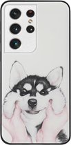 - ADEL Siliconen Back Cover Softcase Hoesje Geschikt voor Samsung Galaxy S21 Ultra - Husky Hond