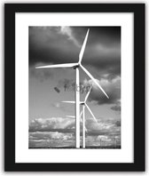 Foto in frame , Windmolens ​, 70x100cm , Zwart wit  , Premium print