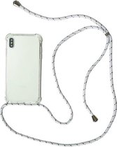 Telefoonhoesje met Koord | Samsung S20+ Plus | Telefoonkoord | Hoesje met Koord | Backcover met Koord | Telefoonketting | Festival Accessoire | Transparant met Wit Koord