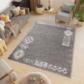 Tapiso Boho Vloerkleed Met Kwastjes Bohemian Fluffy Tapijt Maat- 160x220