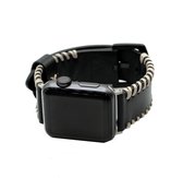 Geschikt Voor Smart Watch Lederen Band -  Zwart - 38mm En 40mm - Geschikt Voor Smart Watches