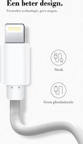 Witte kabel lader oplader geschikt voor Iphone - lightning twee 2 meter lang-sterk-USB-duurzaam -Geschikt voor Iphone 8 (plus)/XS (max)/SE 2020/ 11 (pro/max)/ 12/iPad pro/iPad mini