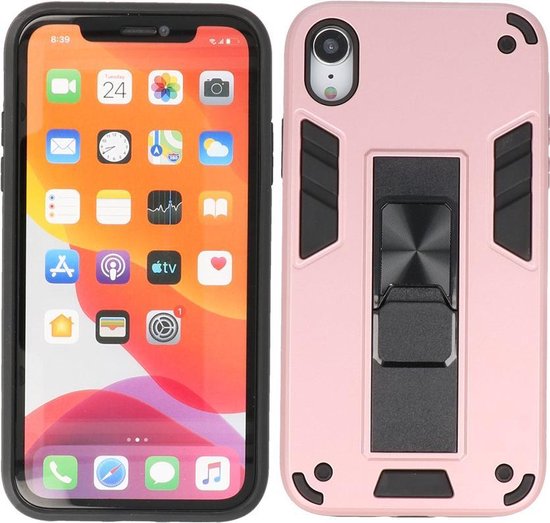 Coque iPhone XR - Tough Armor Hardcase - Coque de téléphone avec fonction de support - Couverture arrière Bestcases - Rose