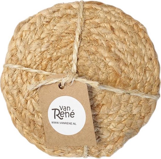 Van René Onderzetters Rond 8 stuks  Tafelaccessoires Naturel Jute 13cm