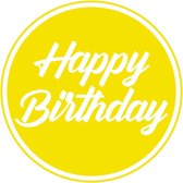 80x stuks bierviltjes/onderzetters Happy Birthday geel 10 cm - Verjaardag versieringen