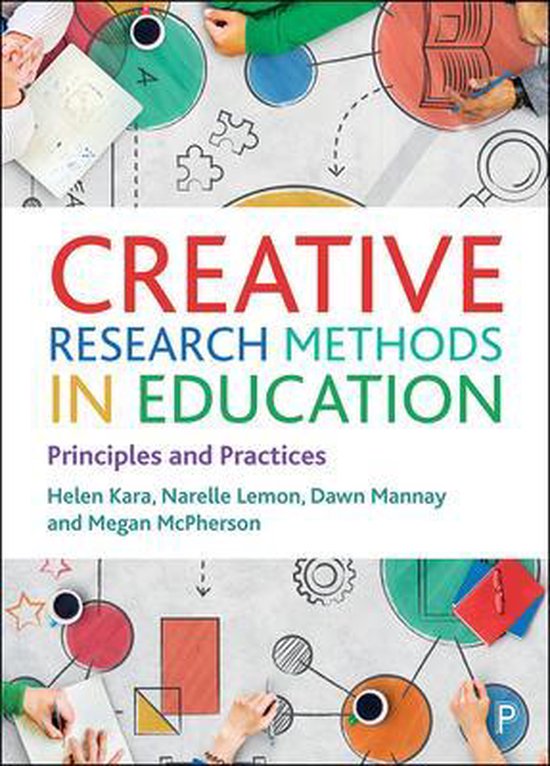 Boek met de titel Creative Research Methods in Education. Gedrukt in rode, gele en groene letters.